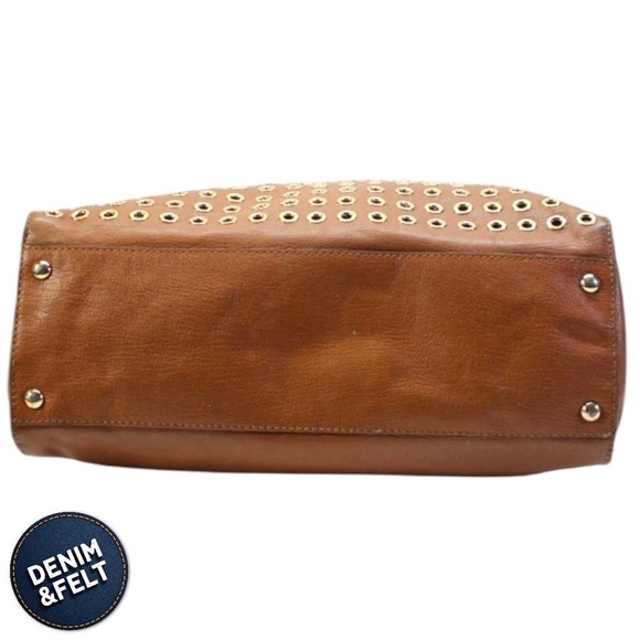 MICHAEL KORS HAMILTON GROMMET TAN/BROWN LEATHER SATCHEL SHOULDER HANDBAG | EUC🤎 - Picture 7 of 16